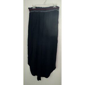 Blue Island Beach Swim Cover Split Pants M Black Gauzy Smocked Waist Resort Boho